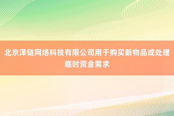 北京泽链网络科技有限公司用于购买新物品或处理临时资金需求